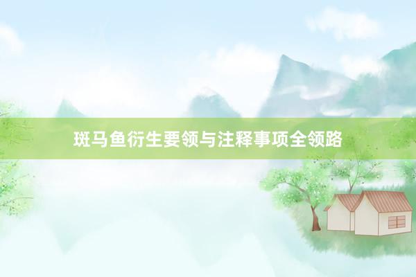 斑马鱼衍生要领与注释事项全领路