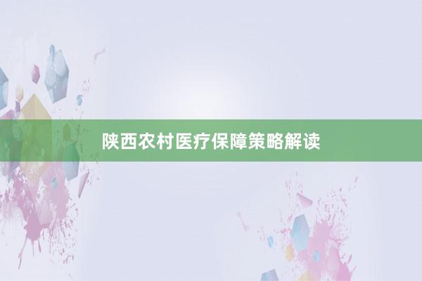 陕西农村医疗保障策略解读